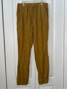 Parachute Women’s Drawstring Chinos Brown 100% Linen pants BOHO lounge S